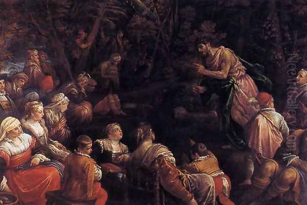 St John the Baptist Preaching Oil Painting by Jacopo Bassano (Jacopo da Ponte)