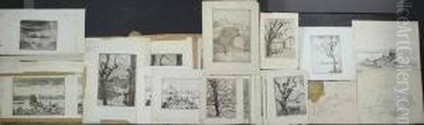 School, Early 20th Century, A 
Group Of 25 Etchings And Three Pencil Drawings, Presumably By The 
American Artist Hope Smith , Various Sizes With Most In Good Condition.
 Unframed. Provenance Oil Painting by Alessandro Algardi