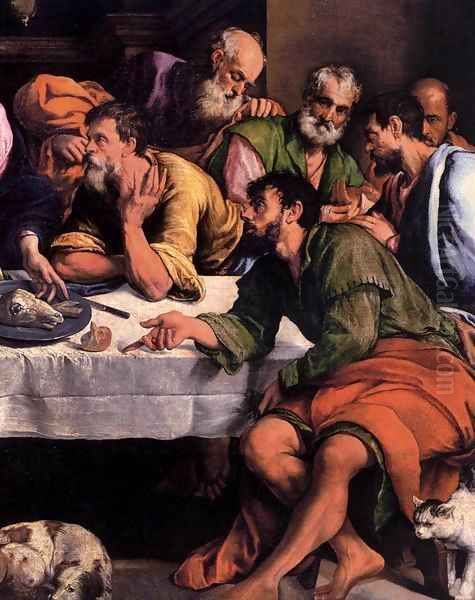 The Last Supper (detail) 2 Oil Painting by Jacopo Bassano (Jacopo da Ponte)