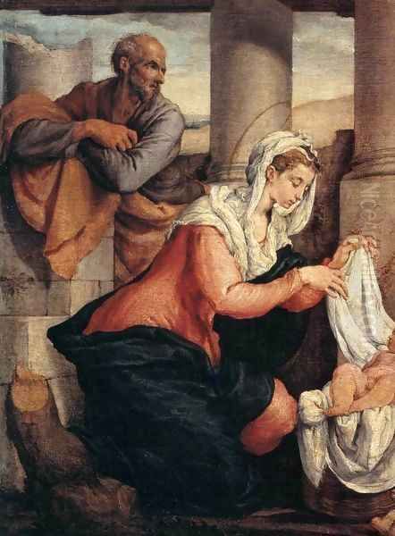 Adoration of the Shepherds (detail) Oil Painting by Jacopo Bassano (Jacopo da Ponte)