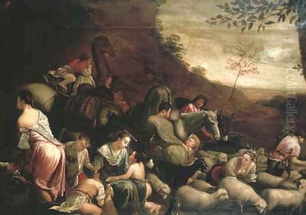 Jacob's journey Oil Painting by Jacopo Bassano (Jacopo da Ponte)