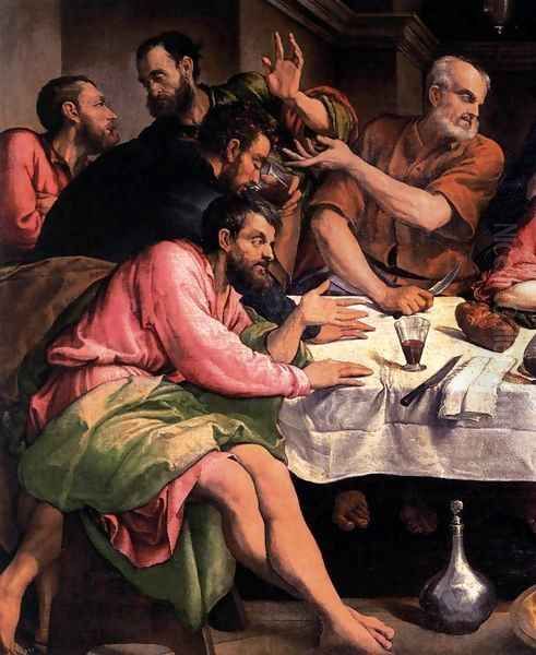 The Last Supper (detail) Oil Painting by Jacopo Bassano (Jacopo da Ponte)