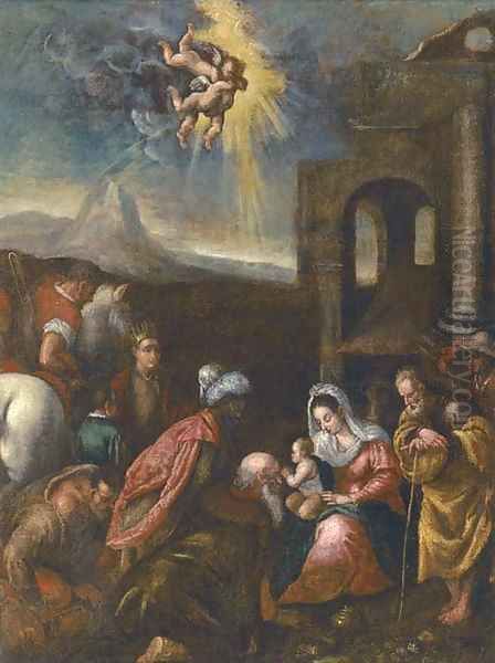 The Adoration of the Magi Oil Painting by Jacopo Bassano (Jacopo da Ponte)