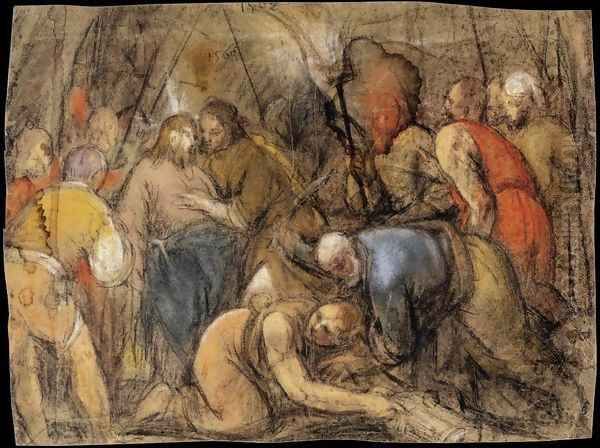 The Betrayal of Christ Oil Painting by Jacopo Bassano (Jacopo da Ponte)