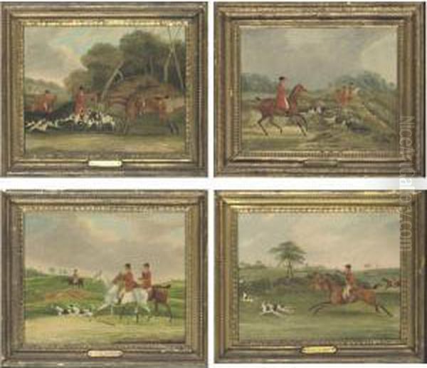 The Meet; The Find; Full Cry; The Kill: A Set Of Four Oil Painting by Samuel Jun Alken