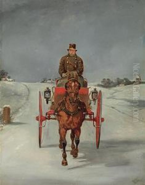 The Mail Cart In Winter Oil Painting by Herny Jr Alken