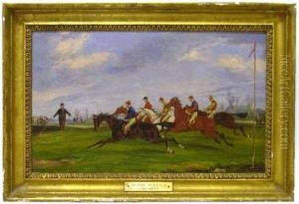 Horse Racing Scene Oil Painting by Herny Jr Alken