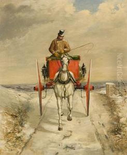 Carriage In The Snow Oil Painting by Herny Jr Alken