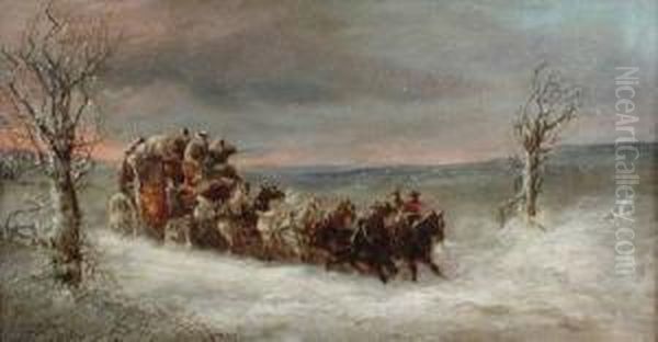 The Bath Coach In A Snowdrift Oil Painting by Herny Jr Alken