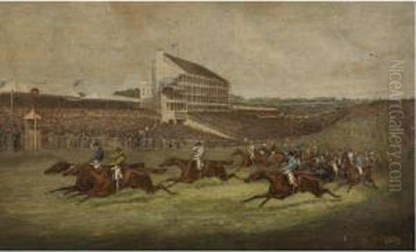 At The Finish Line Of The 1866 Derby Oil Painting by Herny Jr Alken