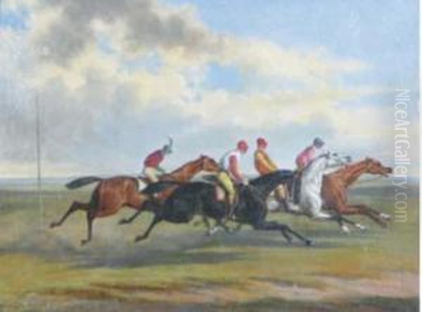 The Epsom Derby; Before The Start And The Finish Oil Painting by Herny Jr Alken