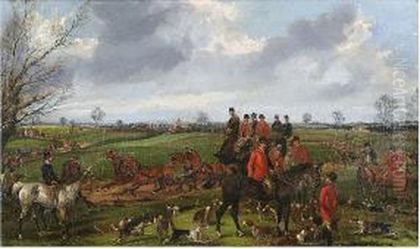 Landscape With Huntsmen And Stage Coach Oil Painting by Herny Jr Alken