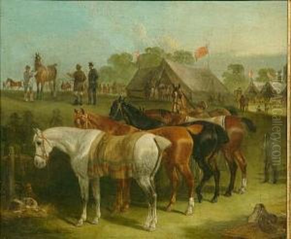 A Horse Fair Oil Painting by Herny Jr Alken