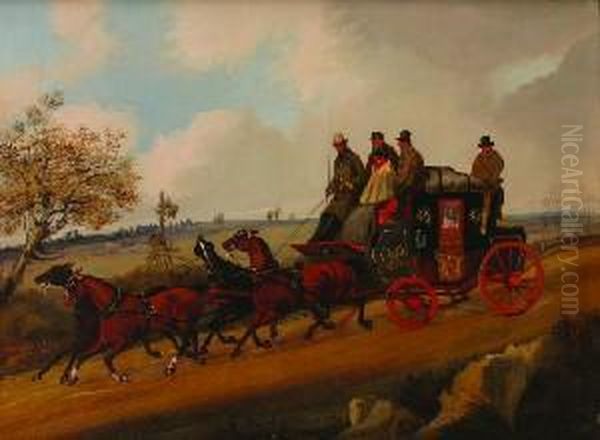 The Exeter To London Coach, A Pair Of Paintings Oil Painting by Herny Jr Alken