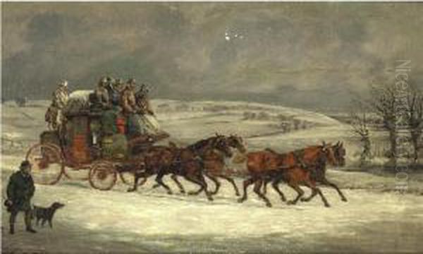 Mail Coach In The Snow Oil Painting by Herny Jr Alken