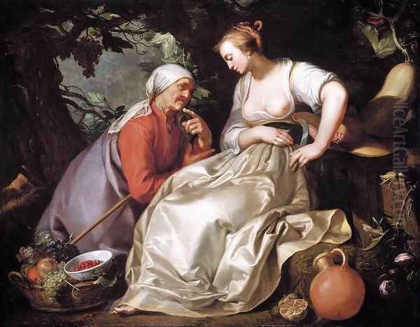 Vertumnus and Pomona 1620 Oil Painting by Abraham Bloemaert