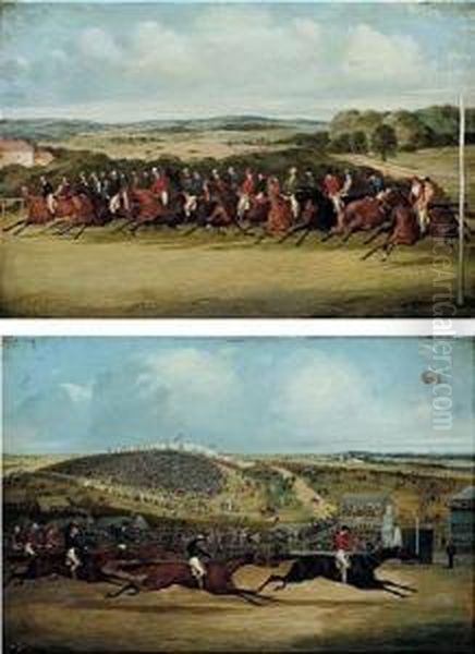 The Start And Finish Of The Epsom Derby 1858 Oil Painting by Henry Thomas Alken