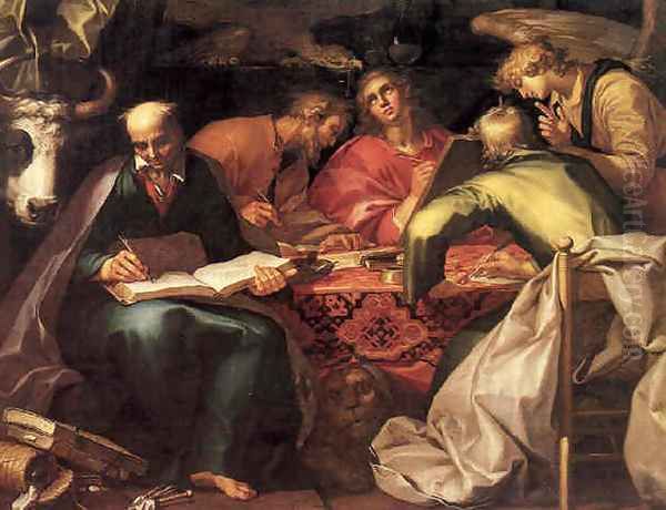 The Four Evangelists Writing the Gospels Oil Painting by Abraham Bloemaert