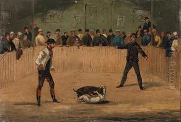 Bear Baiting; Dogs Fighting; Bull Baiting; And Pigeonshooting Oil Painting by Henry Thomas Alken