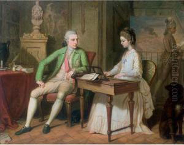 Portrait Of Sir William And Lady Hamilton Oil Painting by David Allan