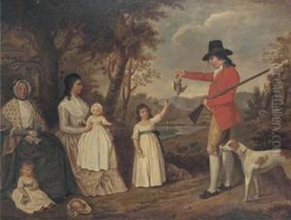 A Group Portrait Of The Spreull Family At Charing Cross Oil Painting by David Allan