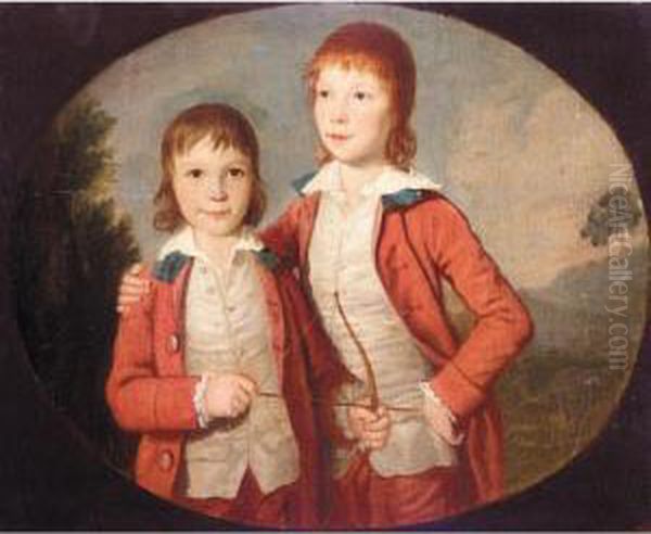 Portrait Of Two Boys Oil Painting by David Allan