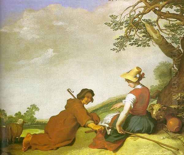 Shepherd and Sherpherdess 1627 Oil Painting by Abraham Bloemaert