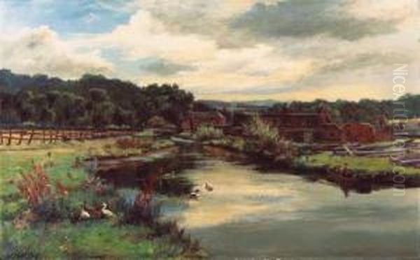 The Mill-lade, Glen Farg Near Abernethy Oil Painting by Hugh Allan