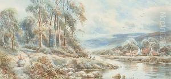 By River Oil Painting by Charles Frederick Allbon