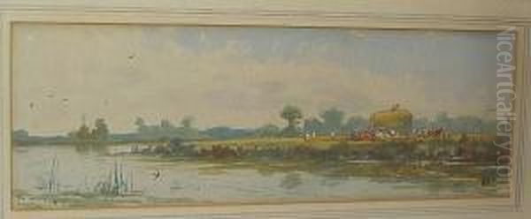 Near Marlow 1883 Oil Painting by Charles Frederick Allbon