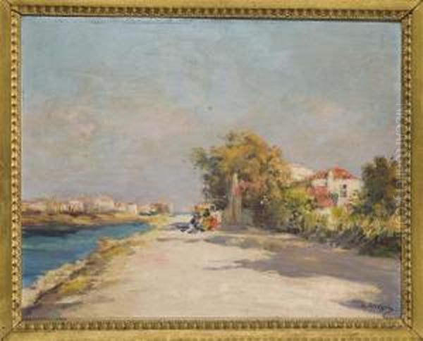 Paysage Mediterraneen Oil Painting by Raymond Allegre