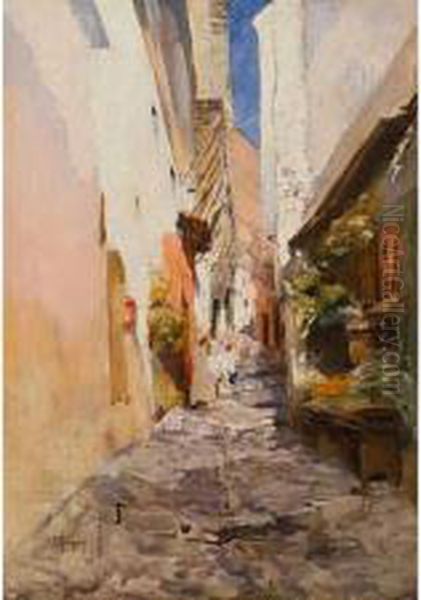 :rue De La Casbah A Oran Oil Painting by Raymond Allegre