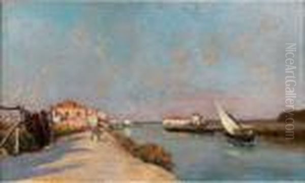 Bord De L'etang De Berre Oil Painting by Raymond Allegre