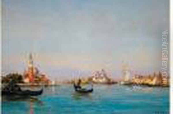 Voiliers Et Gondoles Sur Le Grand Canal A Venise Oil Painting by Raymond Allegre