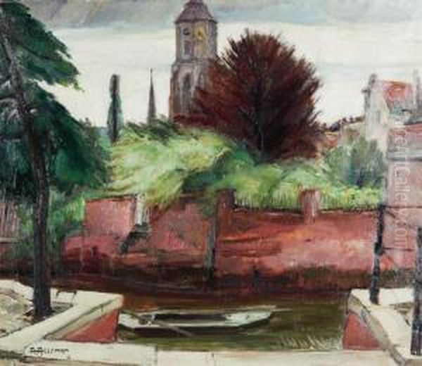 View Of Lier With Church Tower Oil Painting by Albert Alleman