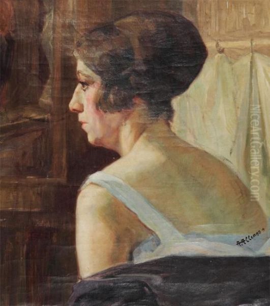 Portrait Of A Lady In Profile Oil Painting by Albert Alleman