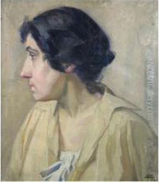 Portrait Of A Lady In Profile Oil Painting by Albert Alleman