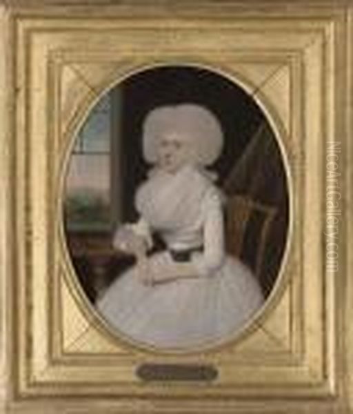 Portrait Of A Lady, Three-quarter-length, In A White Dress Oil Painting by Francis Alleyne