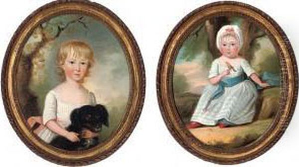 Portrait Of A Young Girl ,portrait Of A Young Boy Oil Painting by Francis Alleyne