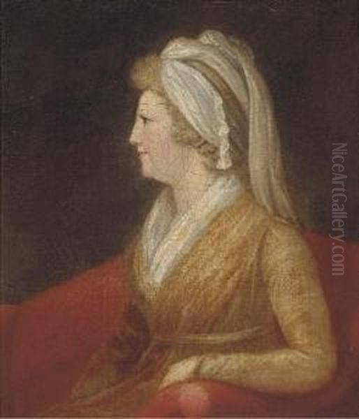 Portrait Of A Lady, Seated Three-quarter-length, In A Yellowdress Oil Painting by Francis Alleyne