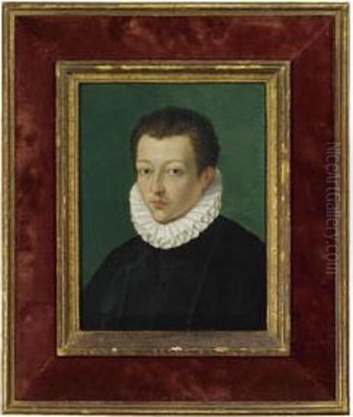 Portrait Of A Young Man, Bust Length, With A White Ruff Oil Painting by Alessandro Allori