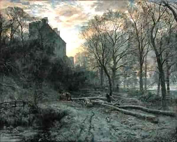 Winton House, East Lothian a Frosty Morning Oil Painting by Samuel Bough