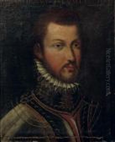 Portrait Of Sebastian I Lusitanor, Bust-length, In Armour Oil Painting by Alessandro Allori