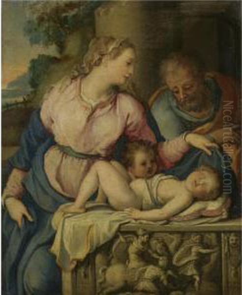 Sold By Order Of The Trustees Of The 2nd Baron Hesketh's Will Trust
 

 
 
 

 
 The Holy Family With The Infant Saint John The Baptist Oil Painting by Alessandro Allori