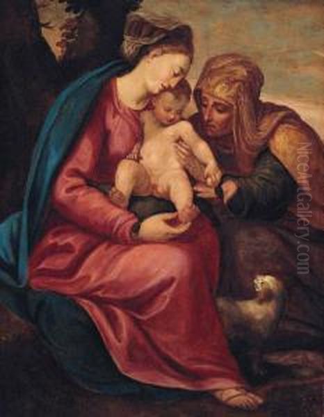 The Virgin And Child With Saint Elizabeth Oil Painting by Cristofano Allori