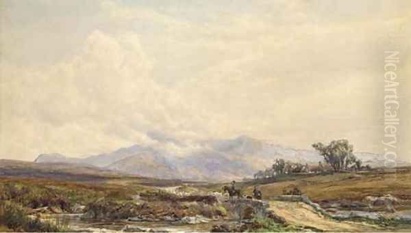 Figures on a highland track Oil Painting by Samuel Bough