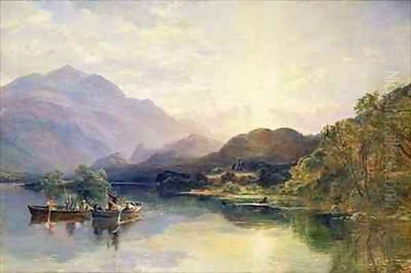 Fishing Party at Loch Achray, with a View of Ben Venue Beyond Oil Painting by Samuel Bough