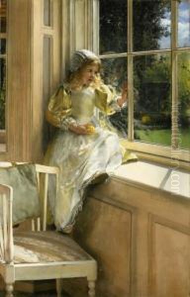 A Looking Out O'window (sunshine) Oil Painting by Laura Theresa Epps Alma-Tadema