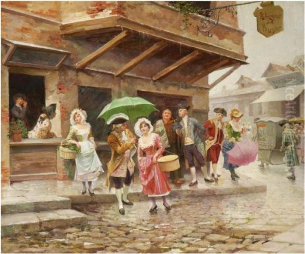 Paseo Matinal (a Morning Walk) Oil Painting by Alonso Perez