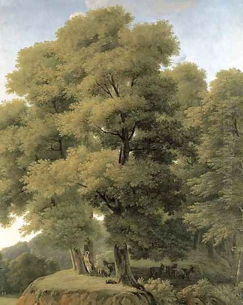 A wooded landscape with goats Oil Painting by Jean-Victor Bertin